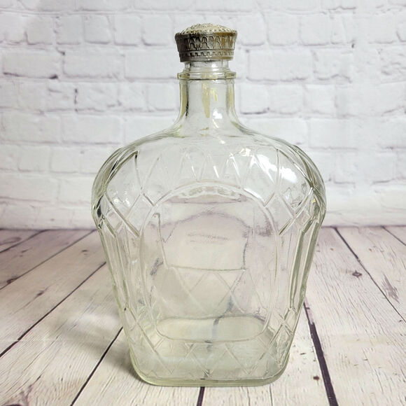 Empty Seagram's Crown Royal Whiskey Bottle 8 1/2" with lid - Picture 1 of 6